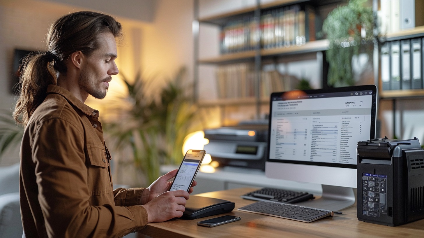 Man using fax app